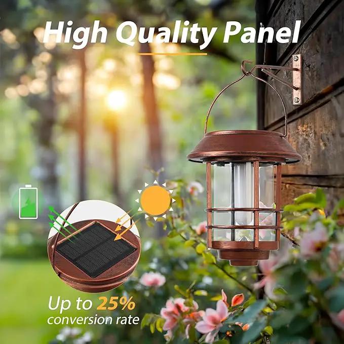 Otdair Solar Wall Lantern Outdoor, Flickering Flames Sconce Lights, Hanging Solar Lamps Wall Mount for Front Porch, Patio and Yard, 2 Pack, Bronze by GreenHaven Gardens