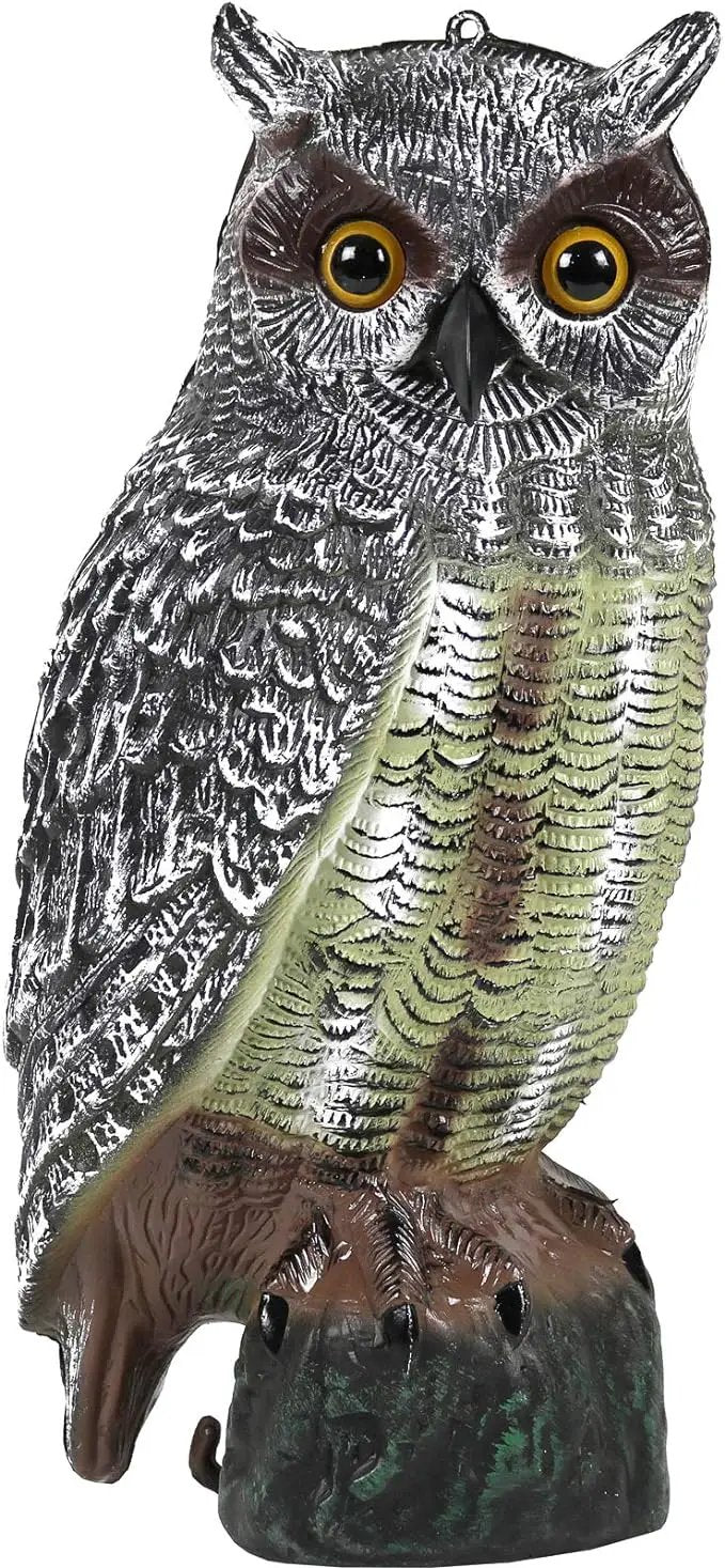 Galashield Owl Decoy | Plastic Owls to Scare Birds Away | Owl Statue for Garden & Outdoors 16.5" Tall by GreenHaven Gardens