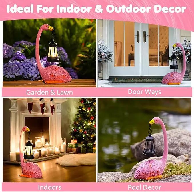 Garden Flamingo Statue with Solar Lantern - Outdoor Statue Yard Art for Patio Lawn Balcony, Unique Flamingo Gifts for Mom Women Grandma by GreenHaven Gardens
