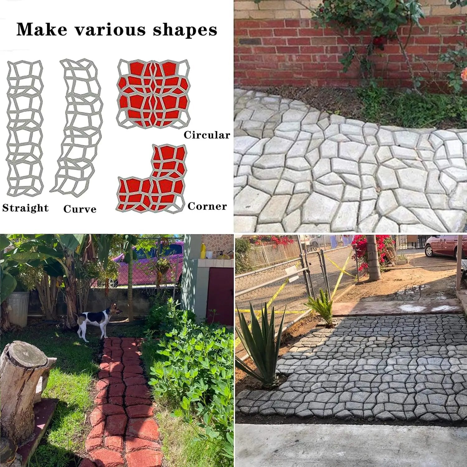 Walk Path Maker, Pathmate Stone Mold Paving Pavement Concrete Molds Stepping Stone Paver Walk Way Cement Molds for Patio, Lawn & Garden(4 Packs 13 x 13 x 1.4 inch) by GreenHaven Gardens