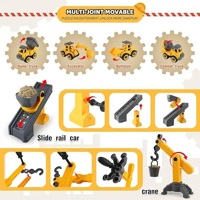 Asoxt 43-Piece Construction Sensory Playset – 2 lbs Play Sand, 4 DIY Trucks, Crane & Road Signs – Creative Sandbox Toy for Kids Ages 3+ by GreenHaven Gardens
