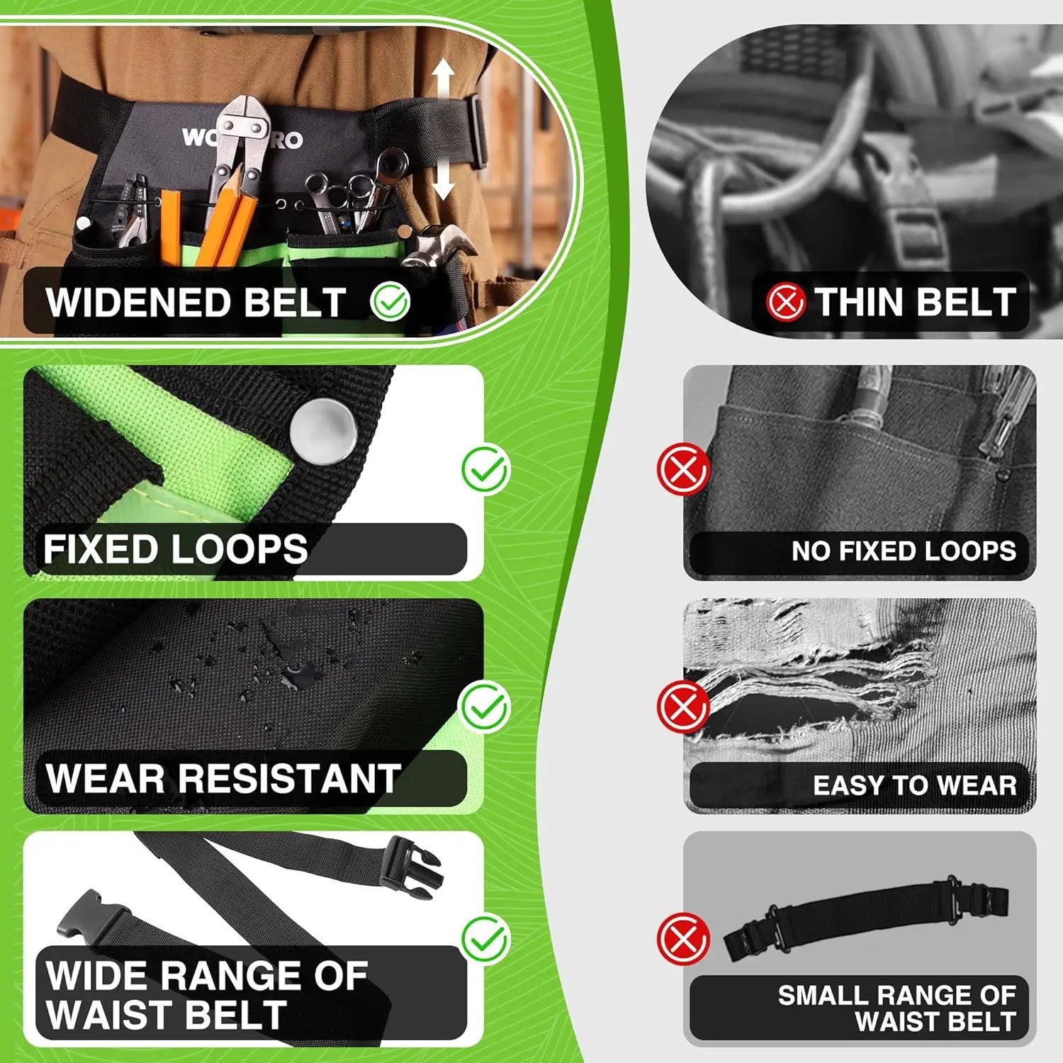 WORKPRO Garden Tool Belt, 5-Pocket Single Side Gardening Tool Pouch with Adjustable Waist Strap, Utility Garden Waist Bag for Women, Ideal for Gardening, Carpentry, and DIY Projects by GreenHaven Gardens