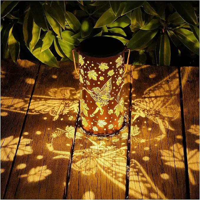 Fairy Solar Lanterns Outdoor Hanging Maple Leaf Decor Lantern,Waterproof Hollow Out Metal Decorative Garden Light,Graceful Decoration for Patio,Landscape,Walkway,Festival by GreenHaven Gardens