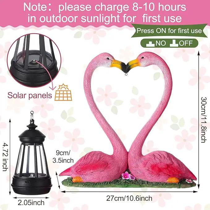 Kiss Flamingo Statue Garden Decor with Solar Lights LED Outdoor Decoration Figurines for Yard Patio, Porch, Home, Flamingo Gift for Mothers Day, Women, Mom, Grandma Anniversary Couple Wife by GreenHaven Gardens