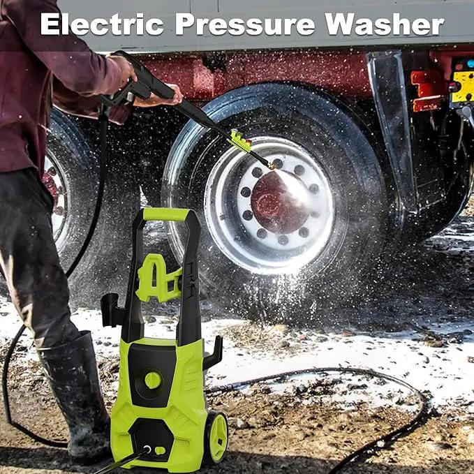 Pressure Washer, 5000PSI Max 3.6GPM with Foam Cannon 35FT Power Cord 4 Nozzles for Cars, Green by GreenHaven Gardens