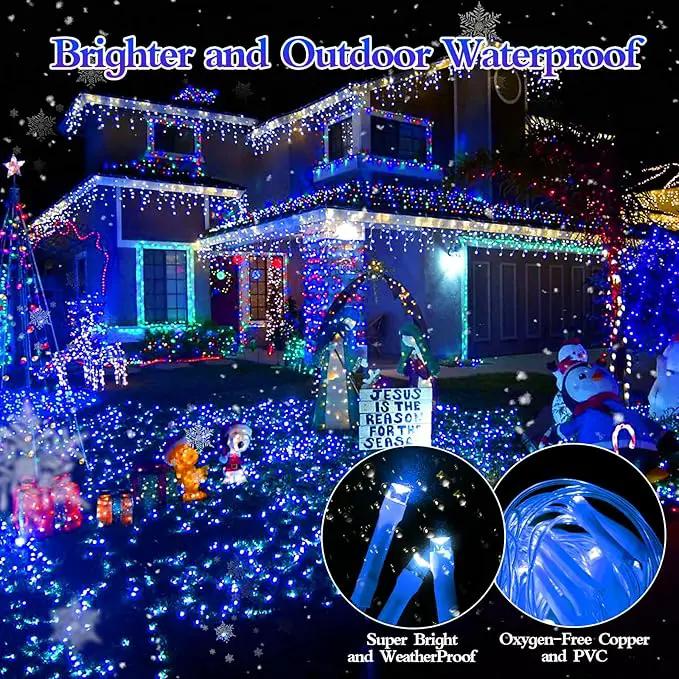 480 LED 49FT Christmas Lights Plug in 8 Modes with Timer Dimmable Christmas Decorations Outdoor Waterproof Indoor Curtain String Lights for Roof Porch Garden Holiday Wedding Party Decor Blue by GreenHaven Gardens