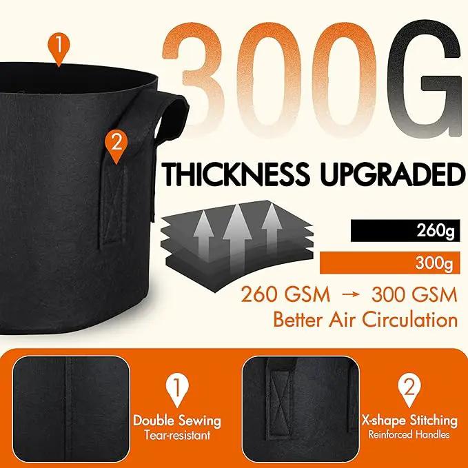 Gardzen 10-Pack 3 Gallons Grow Bags, Aeration Fabric Pots with Handles, Heavy Duty Cloth Pots for Plants by GreenHaven Gardens