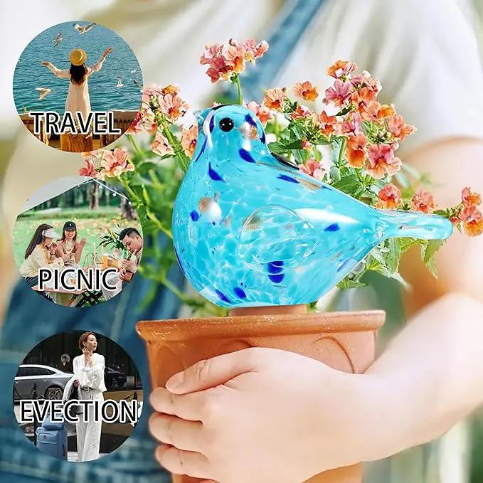 Glass Bird Shaped Plant Watering Ball Glass Automatic Watering Ball Flower Pot Insertion Spike Drip Irrigation Device Watering Ball Irrigation System Plant Enthusiast Gift (Light Blue) by GreenHaven Gardens