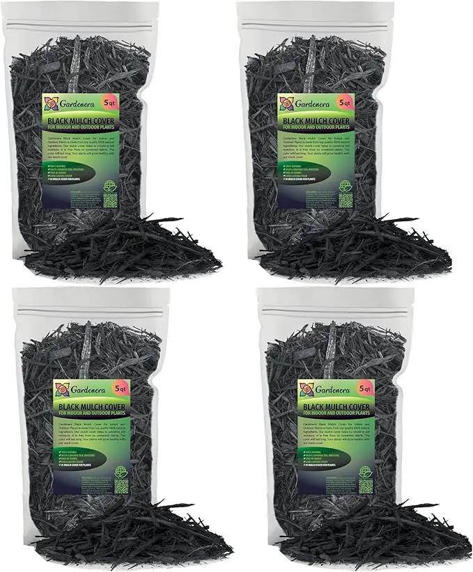 Organic Black Mulch - Provide Natural Nutrients for Strong and Resilient Plants - 20 QUARTS by GreenHaven Gardens