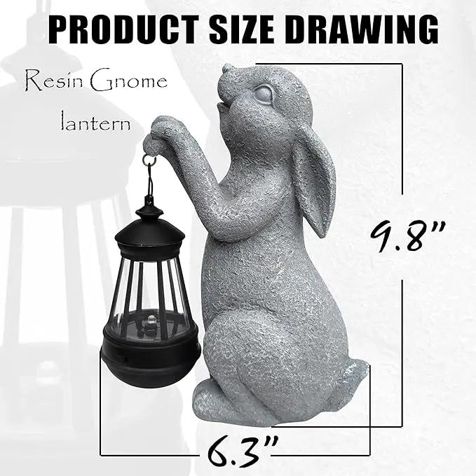 Rabbit Solar Garden Statues,Resin Rabbit Figurine Decorations with Solar Lights Lantern, Outdoor Figurines Lawn Garden Statue Decor Art for Lawn,Yard, Balcony Ornament. by GreenHaven Gardens