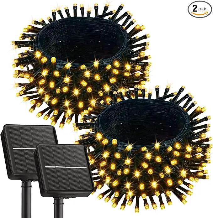 Brightown 2 Pack Solar String Lights for Outside, 92Ft 240 LED Solar Lights Outdoor Waterproof with 8 Modes, Solar Outdoor String Light for Patio Yard Tree Garden Party Decorations, Warm White by GreenHaven Gardens