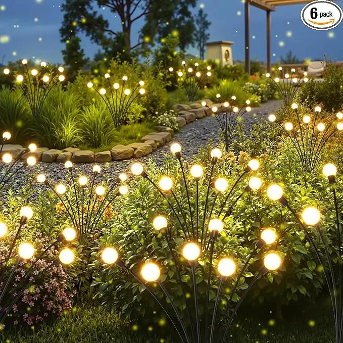 LETMY 6 Pack 48 LED Solar Garden Lights, Upgraded Swaying Firefly Lights Outdoor Waterproof for Outside Garden Decor Yard Patio Decorations, Larger Solar Panel & Bigger Bulb Base by GreenHaven Gardens