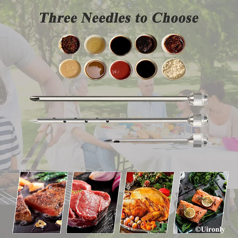Meat Injector BBQ Injection Kit, Marinade Cajun Seasoning Flavor Syringe Injector for Cooking Grill Smoker Barbecue in Chicken Turkey Beef with 3 Syringe Needles, User Manual, E-Book by GreenHaven Gardens