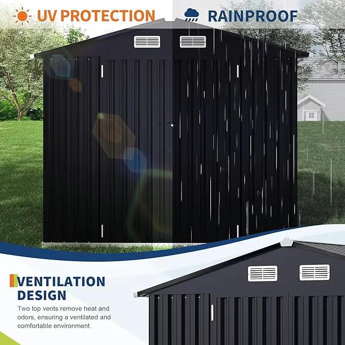 6x8 FT Metal Storage Sheds Outdoor, Metal Yard Sheds MetalGarden Shed Kit, MetalTool Shed with Lockable Door, Utility Buildings with Air Vent for Backyard Garden Patio Lawn by GreenHaven Gardens