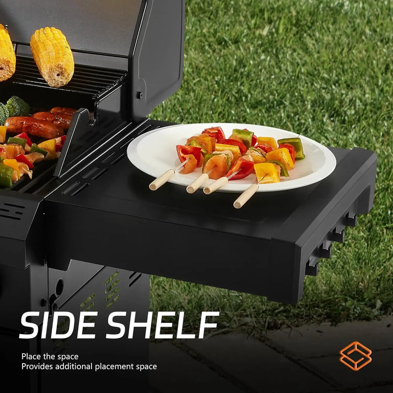 MBY 4-Burner Propane Gas Grill, 50,000 BTU Heavy Duty Outdoor BBQ Grill with Side Burner, Cast Iron Cooking Grates & Griddle for Backyard Barbecue by GreenHaven Gardens
