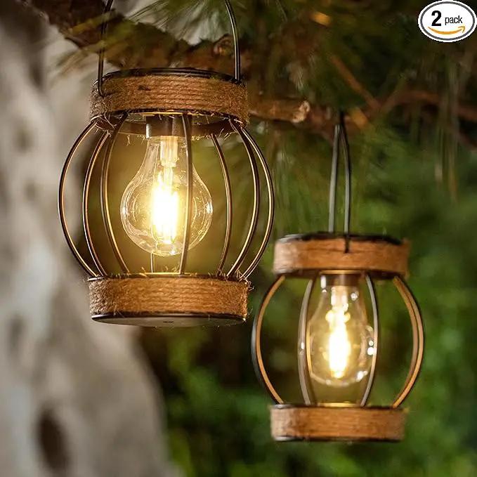 Solar Outdoor Lanterns,Hanging Solar Lights Outdoor Waterproof Metal Solar Table Lights Solar Powered Lanterns Decorative Tree Lanterns Outdoor Lamp for Patio Garden Yard Pathway, 2 Pack by GreenHaven Gardens