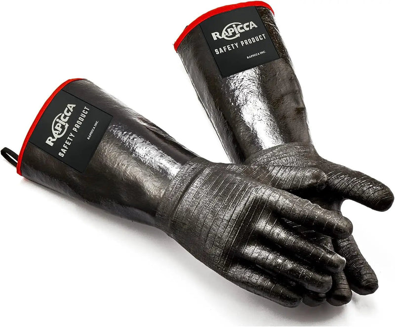 RAPICCA Heat Resistant BBQ Grill Gloves: Oil Resistant Waterproof for Smoking Grilling Cooking Barbecue Deep Frying Turkey Rotisserie Handling Hot Greacy Meat - Long Sleeve 932°F by GreenHaven Gardens