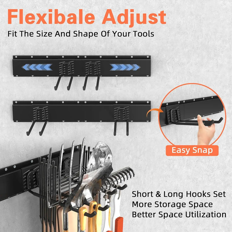 Garage Storage, Ultimate Wall-Mounted Garage Organizer for Men 64Inch, Heavy Duty 550lbs Tool Rack with Adjustable Metal Hooks Yard, Shed & Workshop Storage for Tools, Bikes, Snowboards Gift by GreenHaven Gardens