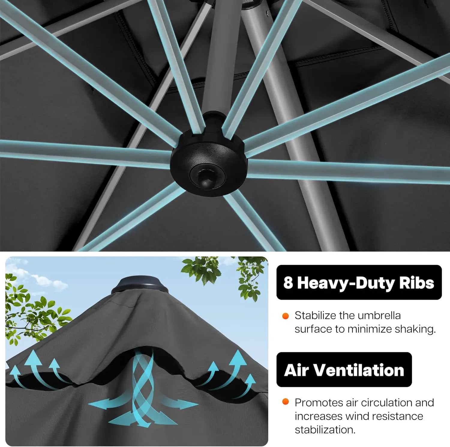 Patio Umbrella, 9' X 12' Outdoor Cantilever Umbrella with 360-degree Rotation for Garden, Deck, Backyard, Pool and Beach, Grey by GreenHaven Gardens