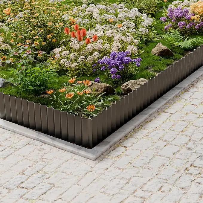 SnugNiture Corrugated Metal Garden Edging,10" x 20' Sturdy Lawn Edging Border,Landscape Edging Border for Lawn, Flower Bed,Garden and Yard(Black) by GreenHaven Gardens