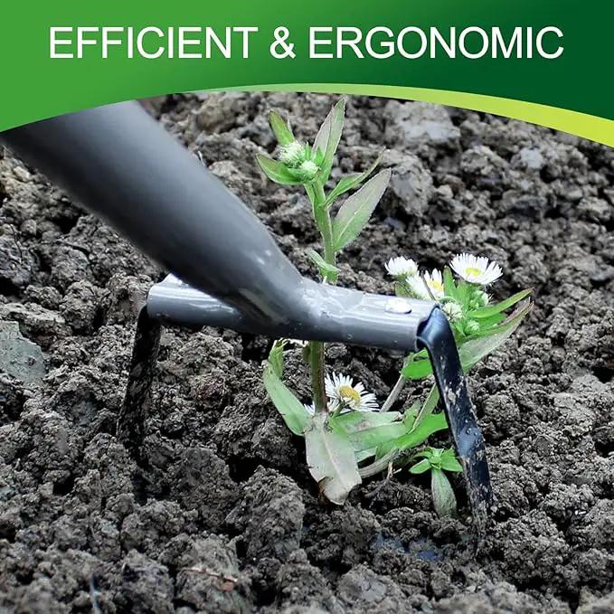 Walensee Mini Action Hoe for Weeding Stirrup Hoe Tools for Garden Hula-Ho with 14- Inch Scuffle Loop Hoe Gardening Weeder Cultivator, Sharp Durable Metal Handle Weeding Rake with Cushioned Grip, Grey by GreenHaven Gardens