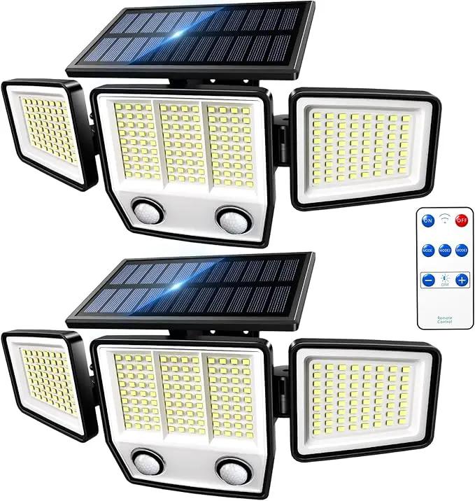 Solar Motion Sensor Outdoor Lights Waterproof - 3000LM 3 Modes Security Lights Outdoor 270° Illumination IP65 LED Flood Wall Light for Garden Yard Patio Pathway (2Pack+Remote Control) by GreenHaven Gardens