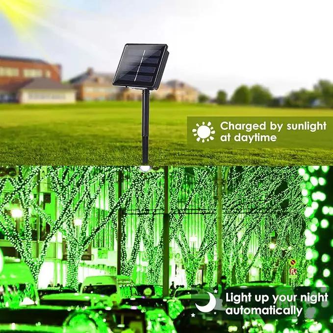 Solar String Lights Outdoor, 2-Pack 80FT 200 LED Solar Christmas Twinkle Lights Outside Waterproof Copper Wire 8 Modes Solar Fairy Lights for Garden Tree Christmas Party Birthday Decoration (Green) by GreenHaven Gardens