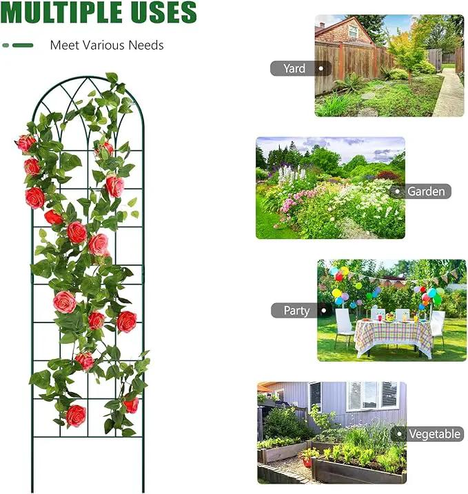 4 Pack Metal Garden Trellis for Climbing Plants,Green Metal Garden Trellis for Vines Plant Rose Vegetable Support,Large Decorative Outdoor Trellis by GreenHaven Gardens