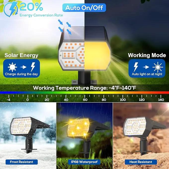 NYMPHY Solar Lights Outdoor Waterproof IP68, 56 LED 3 Lighting Modes Solar Powered Garden Yard Spot Solar Lights for Christmas Outside Landscape- 6 Pack (Warm White) by GreenHaven Gardens
