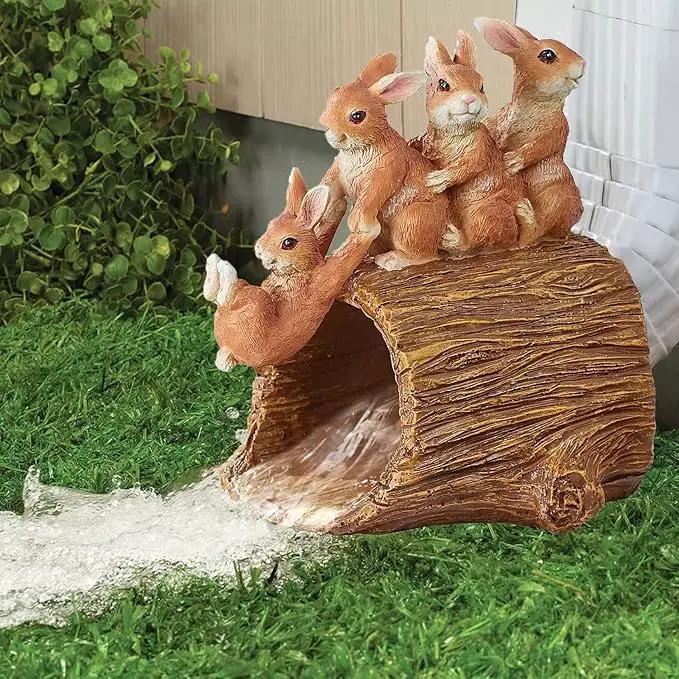 Decorative Gutter Downspout Extensions Statue, 3" x 4" Downspout Extender Outdoor Gutter Splash Block, Rabbit Decor Garden Gutter Guardian Sculpture, Garden Rain Downspout Diverter by GreenHaven Gardens