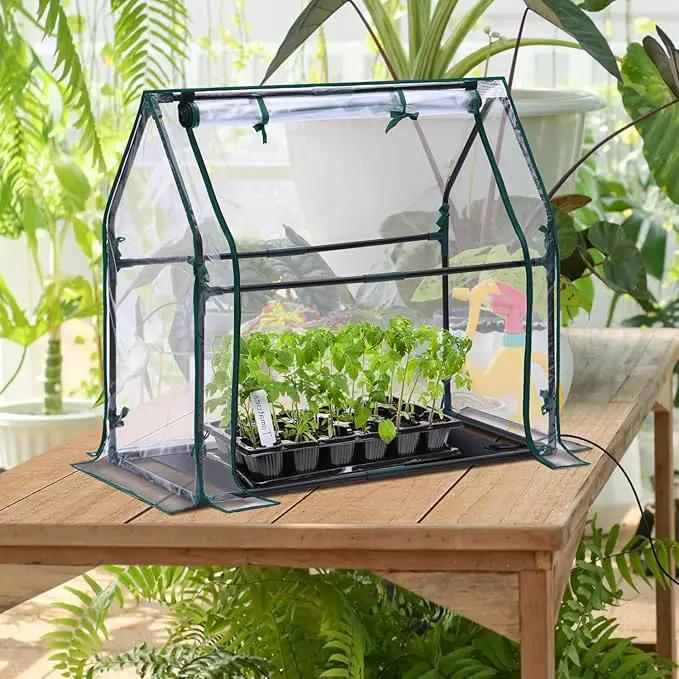 Mini Greenhouse for Indoor Outdoor: Ohuhu Tabletop Portable Green House with Waterproof Pad for Small Plants Nursery Germination, 36"x18"x33" Heavy-Duty Cover Tent Humidity Dome Seedling Accessory by GreenHaven Gardens