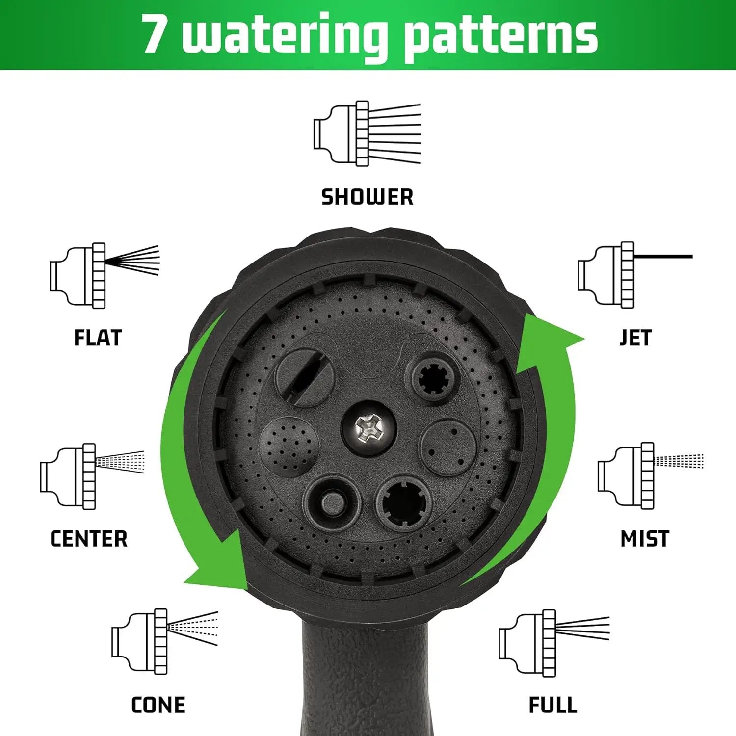 NEXCOVER Garden Hose Nozzle Sprayer - 7 Adjustable Watering Patterns Nozzle for Water Hose, Non-Slip Garden Spray Nozzle Hose Attachment for Car Washing, Watering Plants, Pets Showering,Lawns Cleaning by GreenHaven Gardens