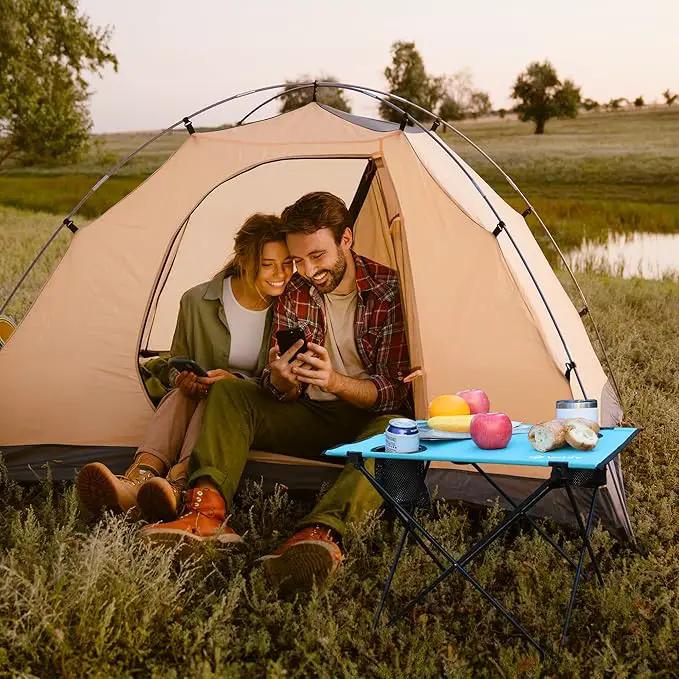 VILLEY Folding Camping Table, Lightweight Portable Beach Table with 2 Cup Holders & Carry Bag for Camping, Beach, Fishing, Travel, and Outdoor Activities (Small) by GreenHaven Gardens
