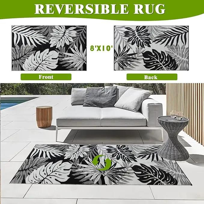 Outdoor Rug 8x10 ft Waterproof, Reversible Outdoor Plastic Straw Rug for Patios Clearance, Outdoor Area Rug Carpet RV Mat for Camping Backyard Deck Porch by GreenHaven Gardens