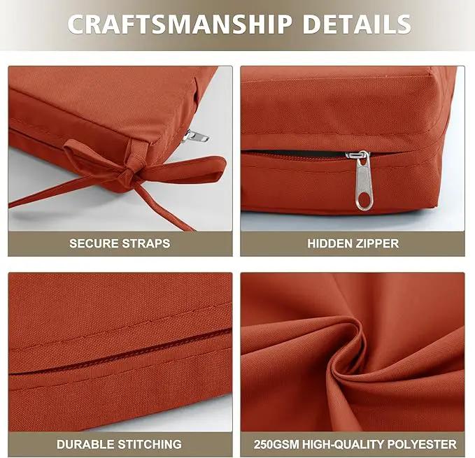 24x24 Inch Outdoor Cushions for Patio Furniture, Waterproof Outdoor Chair Cushions w/Fade-Resistant, Removable & Machine-Washable Covers, Deep Seat Sofa/Couch Pad Replacement – Set of 4, Rust by GreenHaven Gardens