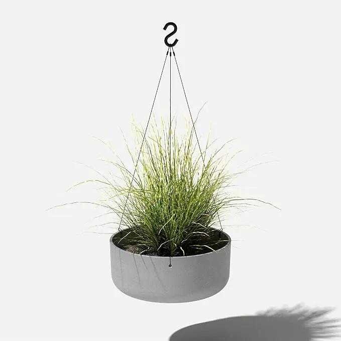 Veradek Mason Series Hanging Kona Planter - Round Planter for Outdoor Balcony/Patio | Made from Plastic-Stone Composite with Hanging Attachment | Modern Décor for, Flowers, Succulents, Small Plants by GreenHaven Gardens
