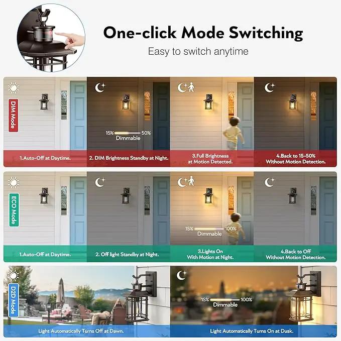 VIANIS Motion Lights for Outside, 2 Pack Dusk to Dawn Exterior Lighting Fixtures, Bronze Front Porch Light Lantern, Waterproof Outside Lights for House, Porch, Entryway, Oil Rubbed Bronze, Anti-Rust by GreenHaven Gardens