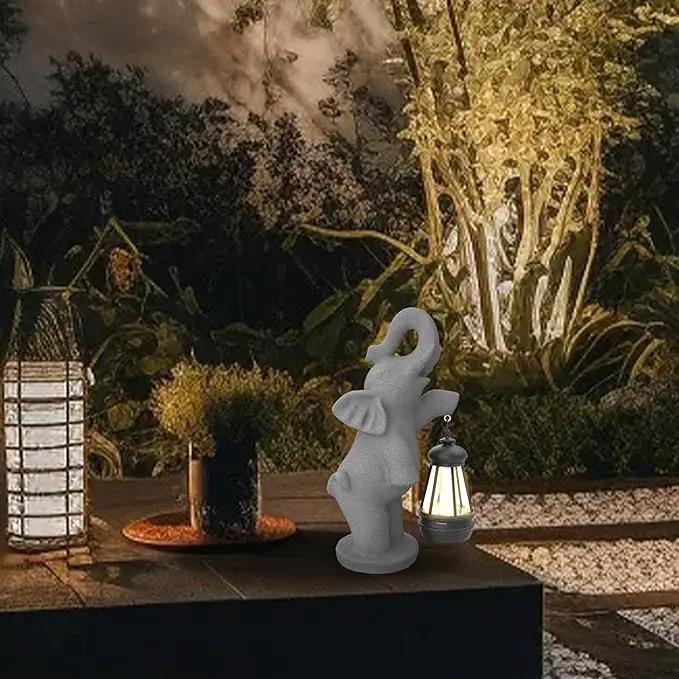 Solar Garden Statue 10 Inch Elephant Decor for Outside Yard Decoration Outdoor Unique Housewarming Gardening Birthday Gifts for Women Grandma by GreenHaven Gardens