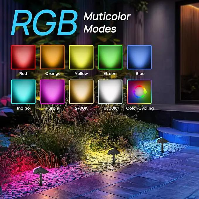 Consciot Solar Spot Lights Outdoor, 30 LED Waterproof Color Changing Solar Spotlight, 2 in 1 Adjustable Wall Lights, 10 Colors, Dusk-to-Dawn Solar Landscape Spotlights for Garden Yard Walkway, 6 Pack by GreenHaven Gardens