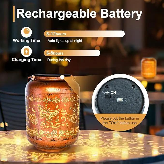 2Pack Butterfly Solar Lanterns Outdoor Hanging Waterproof Lanterns for Garden Decor Christmas Gifts for Women Mom Grandma Metal Solar Lights Decoration Outside for Yard, Patio,Pathway Landscape by GreenHaven Gardens