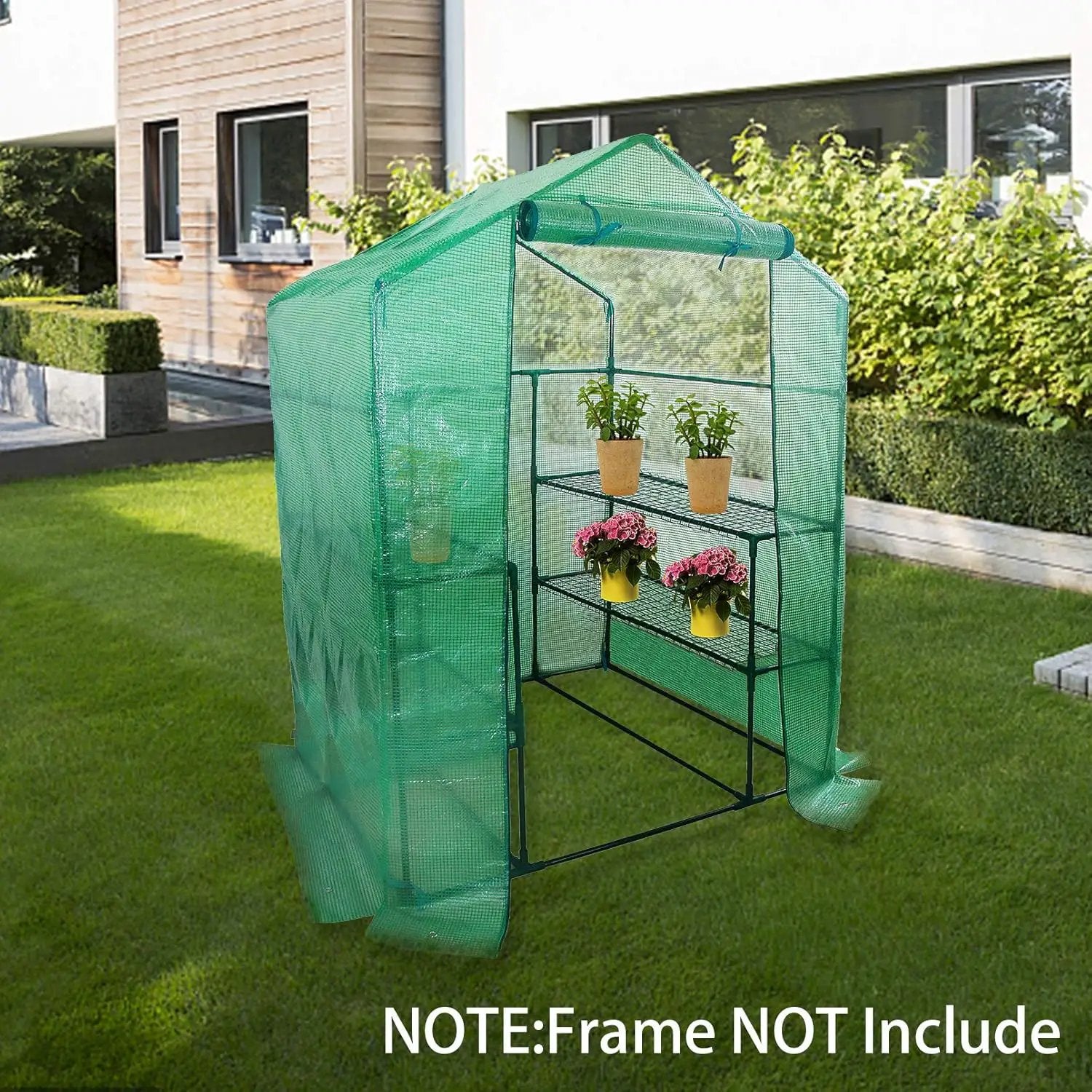 Walk-in Greenhouse Replacement Cover with Roll-Up Zipper Door- 56"x56"x76" PE Plant Gardening Greenhouse Cover for Gardening Plants Cold Frost Protection Wind Rain Proof (Frame Not Include) by GreenHaven Gardens
