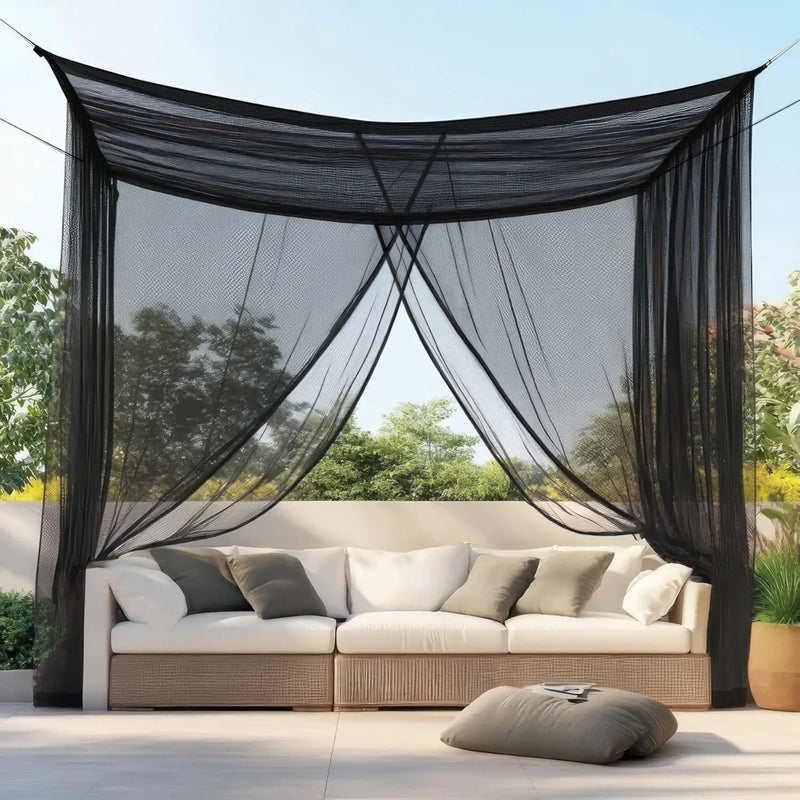 Mosquito Net for Patio 13 x 10 FT | Very Large Sizes & Fabric Designed for Outdoors | Insect House Screen Netting for Gazebo, Porch & Garden Terrace | Black Outside Canopy Bug Protection by GreenHaven Gardens