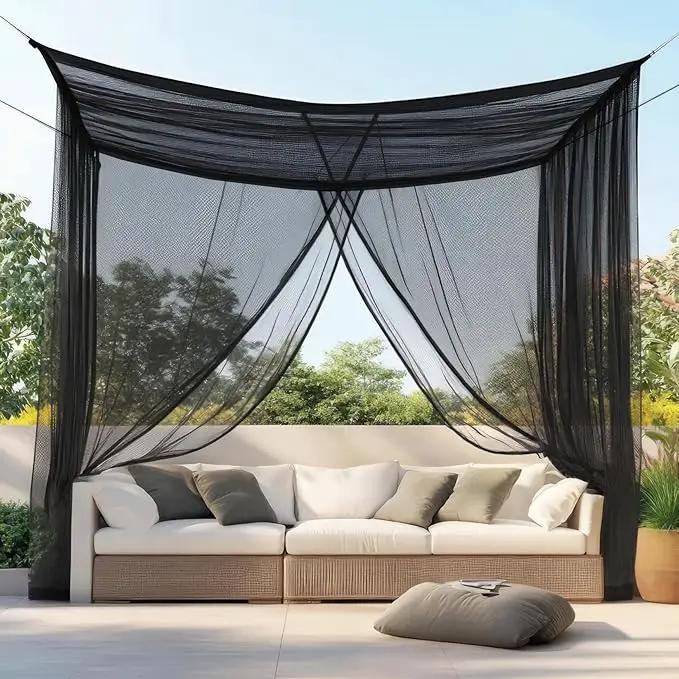 Mosquito Net for Patio 14.75 x 8.2 FT | Very Large Sizes & Fabric Designed for Outdoors | Insect House Screen Netting for Gazebo, Porch & Garden Terrace | Black Outside Canopy Bug Protection by GreenHaven Gardens