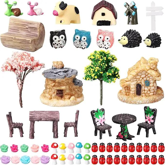 Skylety 64 Pieces Miniature Garden Accessories Mini Animals Miniature Ornament Kit Animal Figurines Miniature Micro Landscape Accessories for Dollhouse Decoration Plant House Decor by GreenHaven Gardens