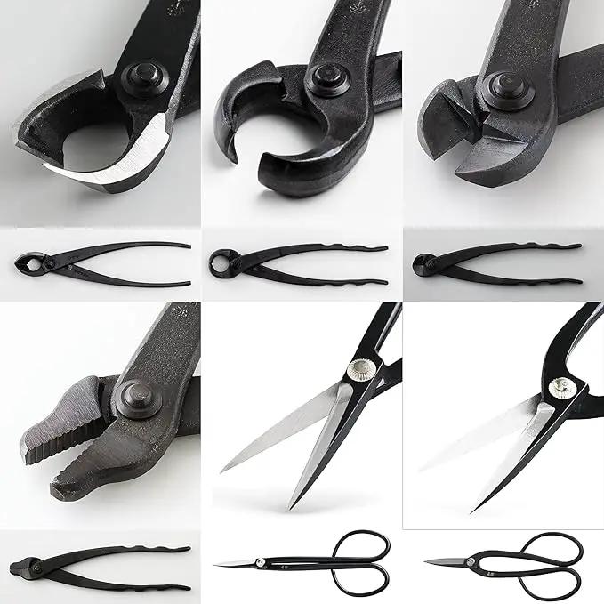 Wazakura Japanese 6PCS Bonsai Scissors and Branch Cutter Tool Kit with Roll Bag: Japanese Yasugi Steel Ashinaga and Twig Bonsai Scissors, Concave Branch Cutter, Knob Cutter, Jin Plier, Wire Cutter by GreenHaven Gardens