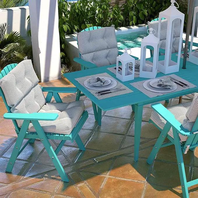 LVTXIII Outdoor 44x22-inch High Back Chair Cushions, Patio Solid Tufted Adirondack Chair Seat Cushions, Seasonal Replacement Rocking Chair Cushion with Ties, Set of 2, Strip Grey by GreenHaven Gardens