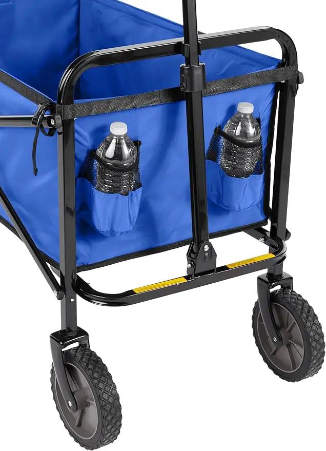 Amazon Basics Collapsible Folding Heavy Duty Utility Wagon for Outdoor Sports, 265 pounds Weight Capacity, Camping, Garden, and Shopping, 27.6 x 40.9 x 20 inches, Blue by GreenHaven Gardens