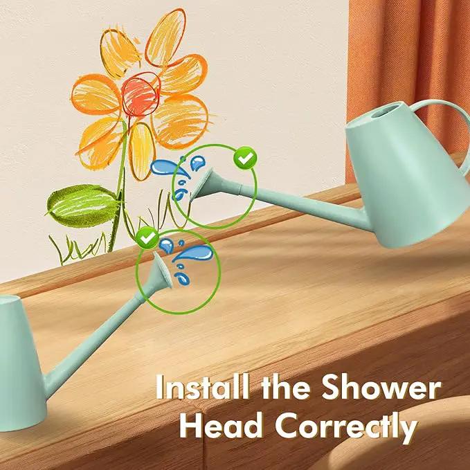 Watering Can for Indoor Outdoor Plants, Modern Small Watering Cans with Removable Nozzle, Long Spout Watering Can for Indoor Bonsai Plants Garden Flowers 1/2 Gallon 1.8L 60OZ (Green)