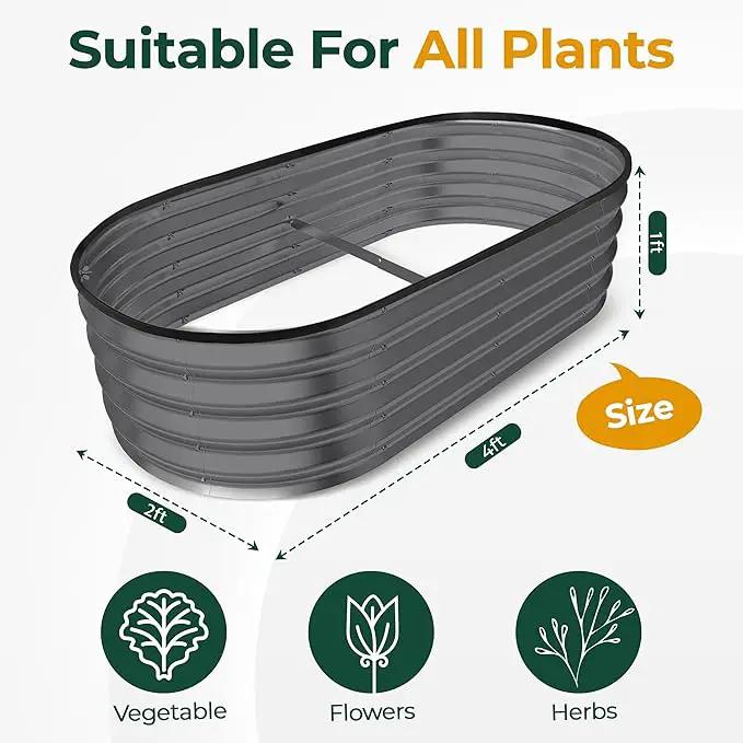 Utopia Home Galvanized Raised Garden Bed, 4 by 2 by 1 feet Lightweight Planter Boxes Outdoor with Easy Assembly, Large Garden Bed for Vegetables, Fruits, Flowers, Dark Grey by GreenHaven Gardens