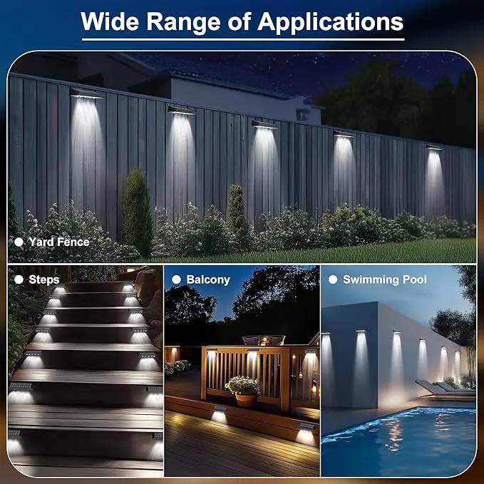 Solar Fence Lights Outdoor Waterproof IP65, 8 Pack Fence Lights Solar Powered 60 Lumens Auto On/Off Step Wall Lights Outside Decorations for Yard, Porch, Patio, Stairs, Pool, Deck, Garden-White Light by GreenHaven Gardens